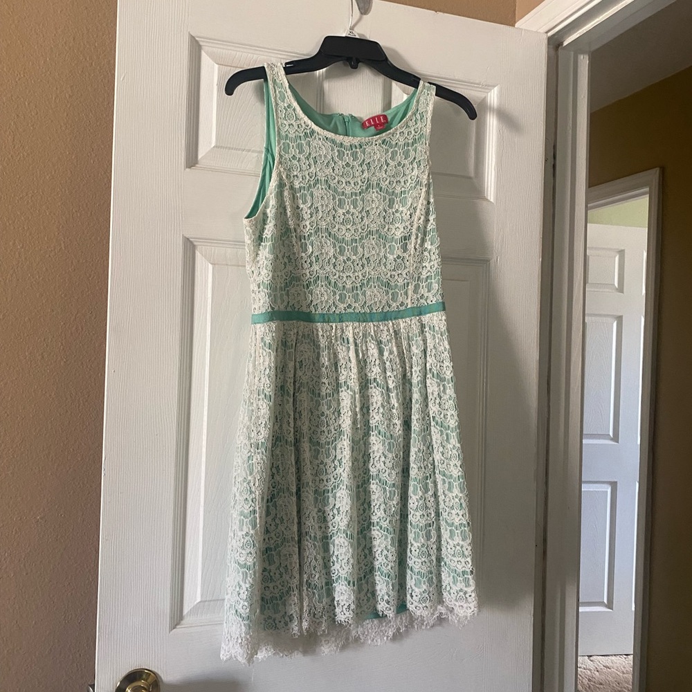 Cute lace dress with mint green lining